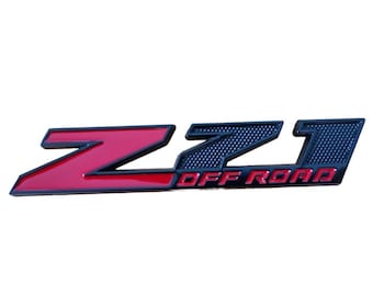 Chevrolet Z71 Off Road Metal Emblem Badge 11cm x 2.3cm Red and Black 11cm New