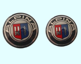 BMW Alpina Emblems 82mm Front and 74mm Rear Badge Replacement Kit Set of 2 Hood and Trunk New