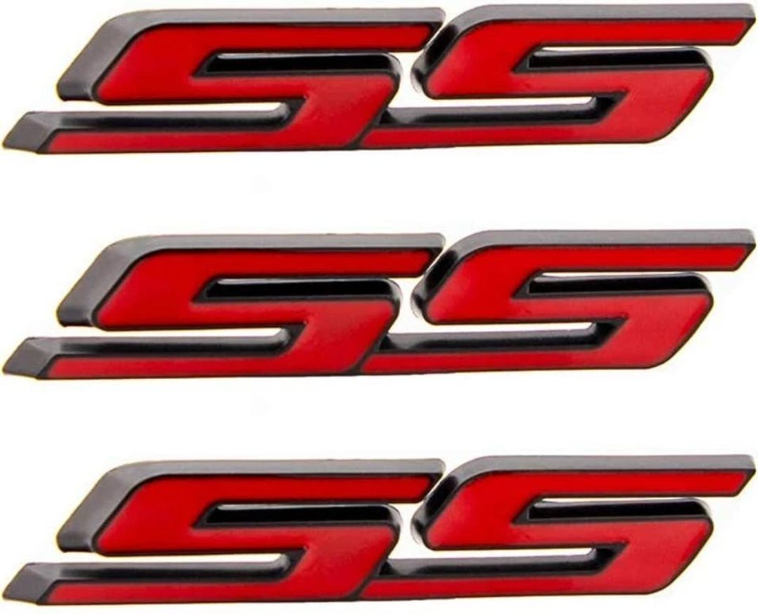 Ss Racing Member Decal Red SS Car Emblems 3D Badge Stickers 3pcs for Trunk, Fender, Door ...