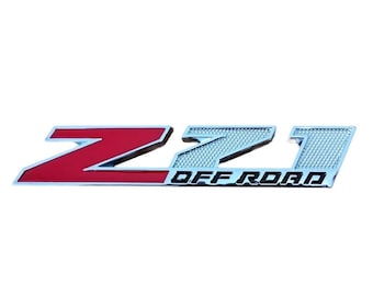 Chevrolet Z71 Off Road Metal Emblem Badge 11cm x 2.3cm Red and Silver 11cm New
