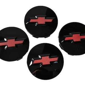 Enjoliveurs de centre de roue Chevrolet 4 x 83 mm Enjoliveurs de roue Silverado Suburban Tahoe, lot de 4 noir brillant avec enjoliveurs de roue rouges de style OEM Nouveau