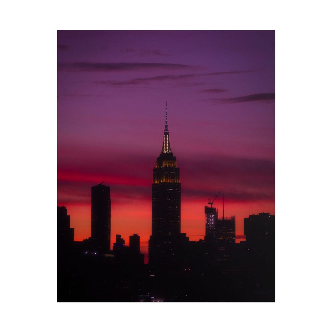Empire State Building at Sunset Manhattan New York City Skyline Print ...