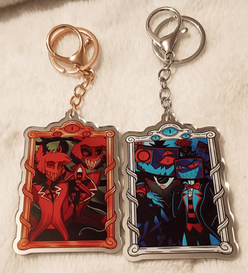 ALASTOR & VOX Mirror Keychains L Hazbin Hotel, Double-sided, 3