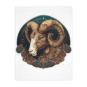 Velveteen Microfiber Blanket - Zodiac Aries, Two-Sided Print