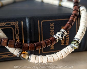 Boho Men's Necklace | Jasper & Coconut Wood, Handmade in Canada