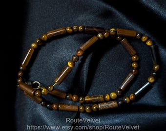 Tiger's Eye matching Necklace & Bracelet for Men - Gift for Leo