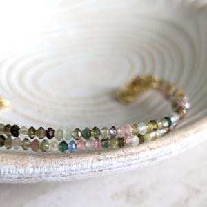 Rainbow Tourmaline Bracelet - October birthstone Jewelry - 14K Gold Plated - Custom Fit - Handmade in Canada - Precious - Gift for Her