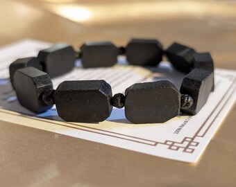 Pulsera llamativa de shungita y piedra de lava / Energía de conexión a tierra audaz / Pieza de poder unisex