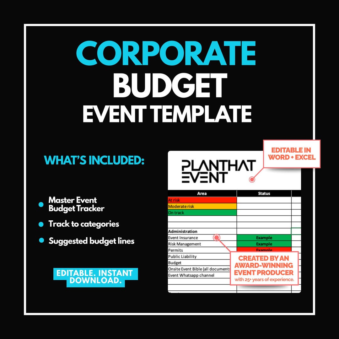 Corporate Event Planning Budget Tracker - Suggested Budget Lines ...