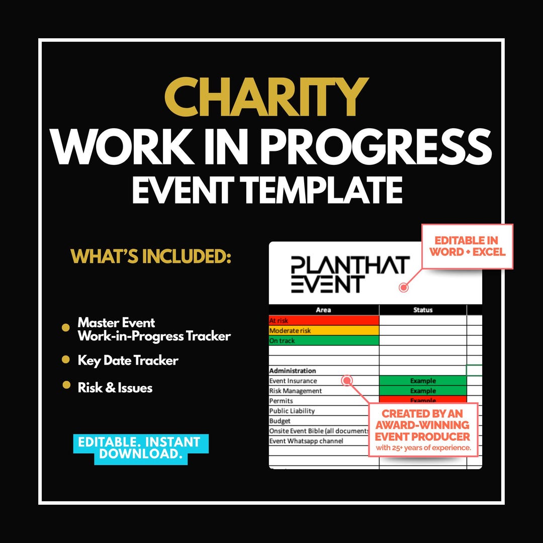 Charity Event: Work in Progress Template | Master Task Tracker With ...