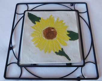 Sunflower Ceramic Framed  Trivet