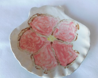 Beach Rose  Ceramic  Seashell Dish