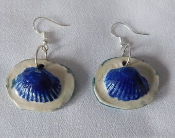 Blue Seashell Earrings