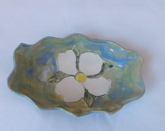 Dogwood Flower in a. Ceramic Dish