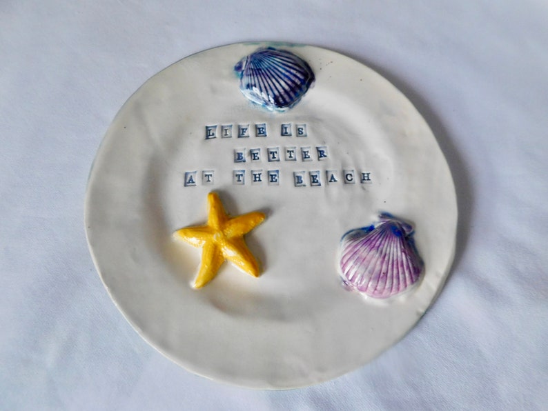 Seashells By The Seashore on a Ceramic Plate image 1