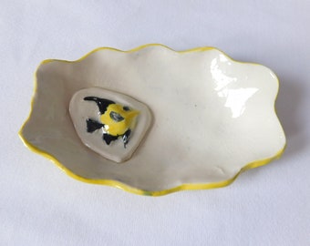 Angel fish in. A Ceramic  Dish