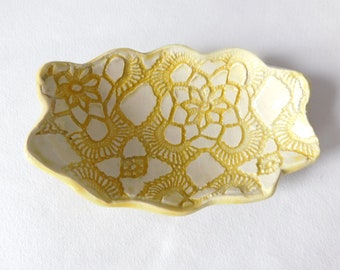 Yellow Oval Ceramic Dish