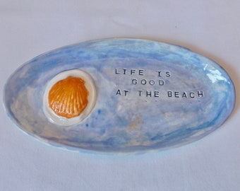 Ceramic Platter with Seashells