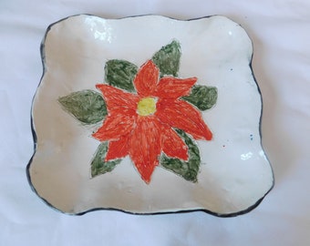 Poinsettia Deco Ceramic Dish