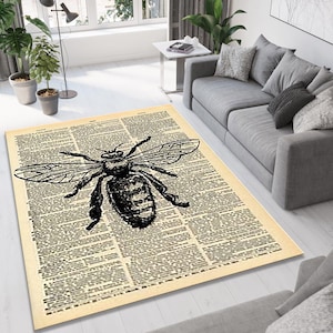 Bee Rug, Bee Design Area Rug, Bee Pattern Rug,Honey Bee Rug,Bee Themed Rug,Floral Rug,Honey Rug,Living Room Rug,Bee Carpet,6x8 Rug,10x12 Rug