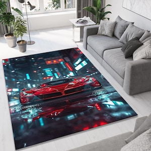 Sport Car Rug, Sport Car Carpet, Racing Car Carpet, Car Rug, Garage Rug, Custom Rug, Popular Rug, Modern Rug, Young Room Rug, Luxury Car Rug