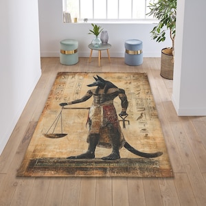 Anubis Rug, Mystic Rug, Design Rug, Anubis Embroidered Modern Home Carpet, Mythological Rug, Living Room Rug, Culture Rugs, Egypt Themed Rug