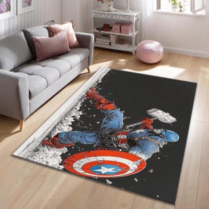 Captain America Rug,Super Hero Rug,Super Brave,Movies Rug,Marvel Rug,Fantastic Rug,Custom Rug,Bedroom Rug,Decorative Rug,Popular Rug,6x8 Rug