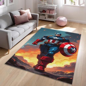 Captain America Rug,Super Hero Rug,Super Brave,Movies Rug,Marvel Rug,Fantastic Rug,Custom Rug,Bedroom Rug,Decorative Rug,Popular Rug,6x8 Rug