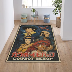 Tapis cowboy bebop, tapis noir de jais, Edward Wong Hau Pepelu Tivrusky, tapis anime, tapis manga, décoration d&#39;intérieur, tapis de chambre passe-temps, tapis lavable, tapis personnalisé