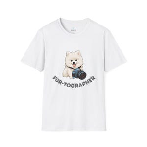 Fur-tographer T-Shirt, Cute Dog Lover Tee, Pet Photography Gift, Unisex Graphic Tee for Animal Lovers, Japanese Spitz Tee, Holidays