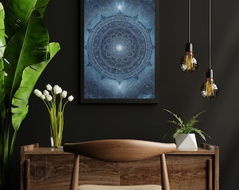 Impression de mandala céleste : géométrie sacrée, décoration bohème yoga, téléchargement numérique