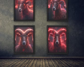 Zodiaque bélier, art hyper réaliste, dark fantasy, lot numérique téléchargeable