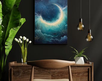 Impression de paysage du zodiaque du Cancer au clair de lune, téléchargement numérique