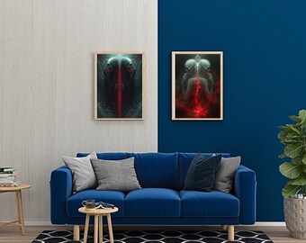 Art horreur cyber-démon, décoration murale macabre, lot numérique téléchargeable