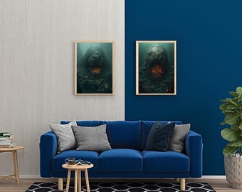 Abyssal Maw Horror Art,  Macabre Wall Decor,  Digital Downloadable Bundle