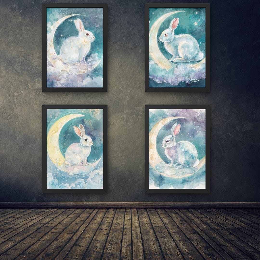 Rabbit Watercolor Art, Chinese Zodiac Print, Lunar New Year Decor ...