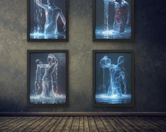 Zodiaque Verseau, Art hyper réaliste, Dark Fantasy, lot numérique téléchargeable