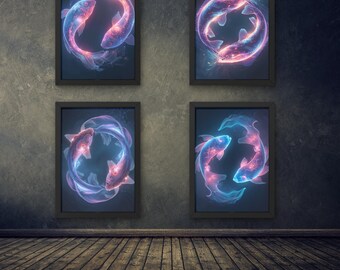 Zodiaque poissons, hyper réaliste, art fantastique sombre, lot numérique téléchargeable