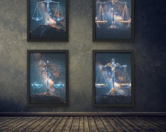 Balance du zodiaque, hyper réaliste, art fantastique sombre, lot numérique téléchargeable