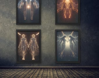 Zodiaque des Gémeaux, hyper réaliste, art fantastique sombre, lot numérique téléchargeable