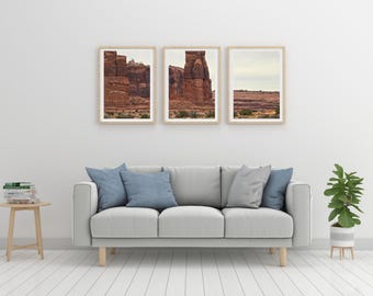 Triptyque des montagnes de l'Utah : photographies de paysages du Red Rock Canyon (ensemble de 3 tirages à téléchargement numérique)
