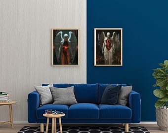 Art horreur ange écorché, décoration murale macabre, lot numérique téléchargeable