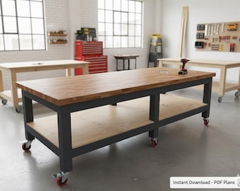 Workbench DIY Plans: Mobile Work Table Plans, Woodworking Project, PDF Digital Download