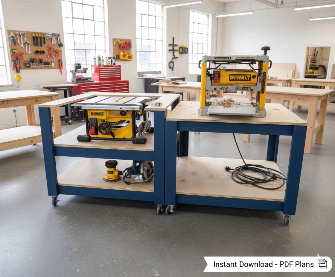 Scie à table pour scie à onglet Plans d'établi | Scie à table mobile modulaire pour scie à onglet | Plans de construction numériques