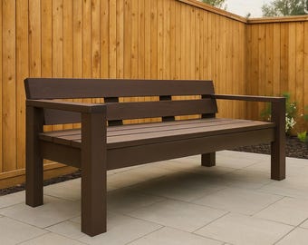 DIY Wooden Bench Build Plan: Outdoor Bench with Backrest (PDF Download)