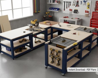 Table Saw Workbench | Miter Saw Workbench | wood working plans | workbench plans