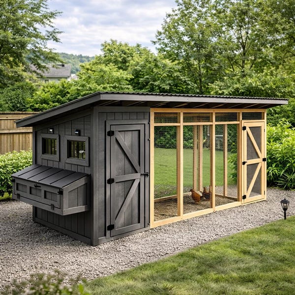 Walk in Chicken Coop Build Plans 6x16 PDF Download