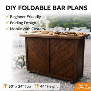 Folding Coffee Bar Plans | DIY Mobile Event Bar PDF | Portable Espresso Cart Woodworking Guide PDF Download