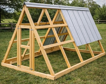 A-Frame Chicken Coop Plan, Simple Small Movable Coop House PDF Download