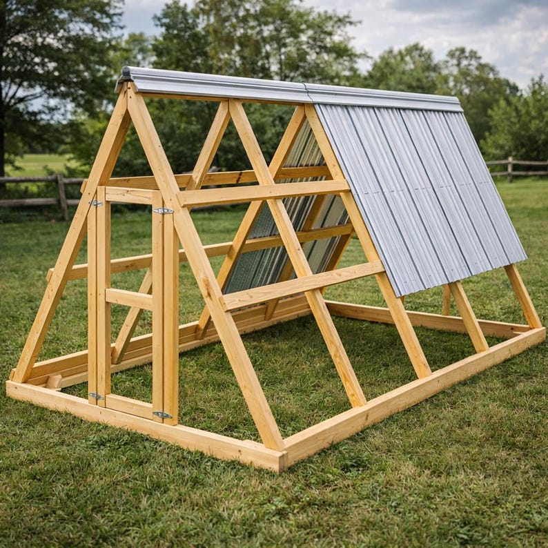 A-frame Chicken Coop Plan, Simple Small Movable Coop House PDF Download ...